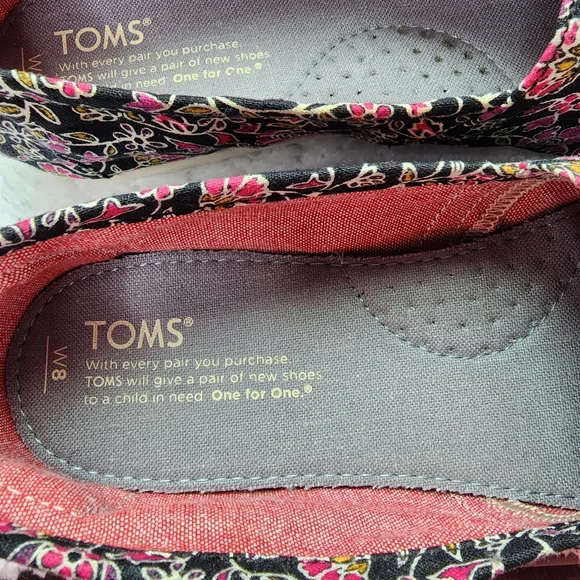 Toms canvas slip-on shoes floral soft comfortable size 8 nwt - Picture 7 of 14